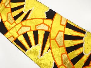 アンティーク　源氏車に雲模様織り出し袋帯（着用可）